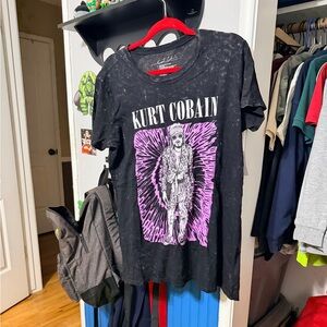 Kurt Cobain Black and Purple Women's Tee